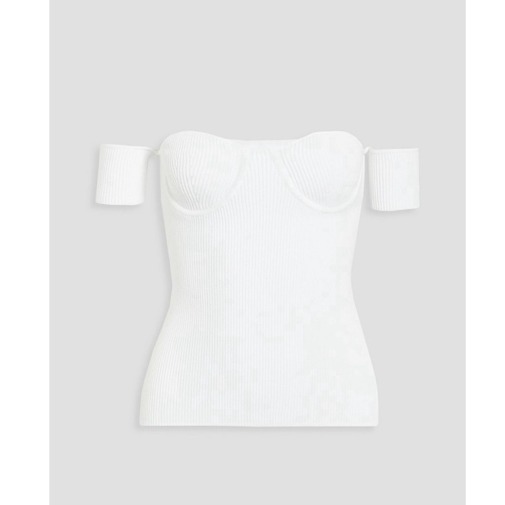 NWT!! HELMUT LANG women’s off-the-shoulder ribbed-knit top size L